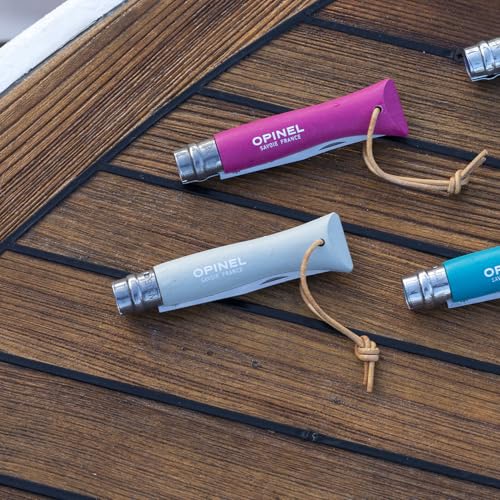 Opinel No.6 Colorama Stainless Pocket Knife with Virobloc Safety Ring - Cloud