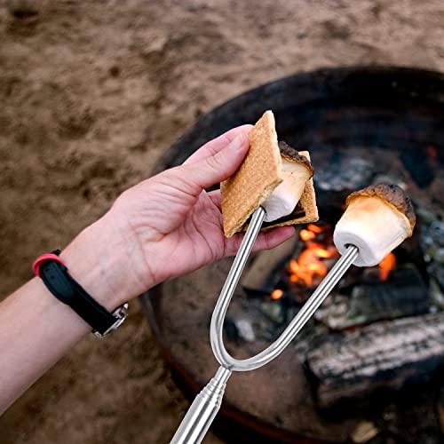 BRIOUT 12-Pack Extra Long 45'' Stainless Steel Marshmallow Roasting Sticks - Kids Safe Telescoping Skewers for Campfire & BBQ