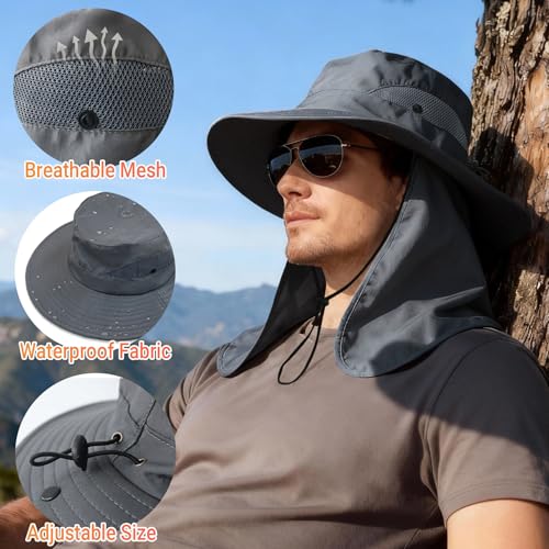 Wide Brim Sun Hat with Neck Flap | UPF 50+ UV Protection, Adjustable & Water Resistant