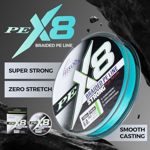 X8 Braided PE Fishing Line, 8-Carrier Zero Stretch, 110 Yards - Green, 40LB