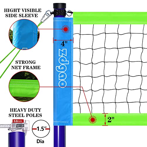 32FT Outdoor Volleyball Net Set - Adjustable Poles, Easy Setup, Plus-32FT (Blue & Green)