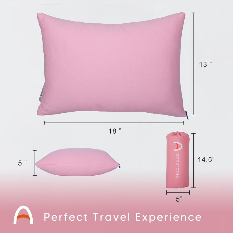 ACCURATEX Camping Pillow for Woman-100% Cotton Breathable Cover,Shredded Memory Foam Compressible Travel Pillow,Camping&Travel Accessories-Small Backpacking Pillow Camping Essentials for Sleeping,Gift