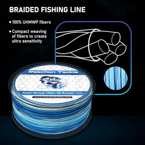 Reaction Tackle Braided Fishing Line - Pro Grade Power for Saltwater & Freshwater - High Visibility Colored Braid