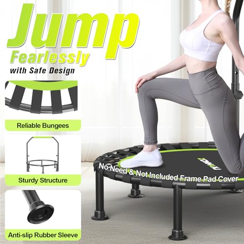 Foldable Mini Trampoline - 40" Rebounder for Fitness, 450lbs Capacity