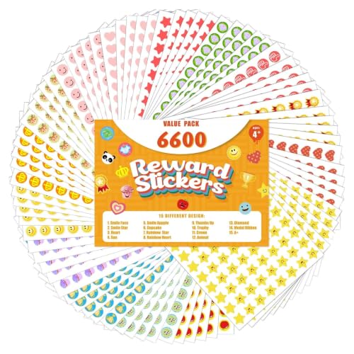 6600 Reward Stickers for Teachers - 15 Designs, 75 Sheets