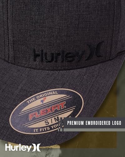 Hurley Mens Baseball Cap Moisture-Wicking Flexfit Curved Bill Fitted Hat Large-X-Large Dark Grey