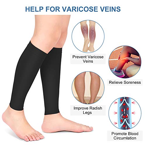 Calf Compression Sleeves - 20-30mmHg Footless Socks - Black / M
