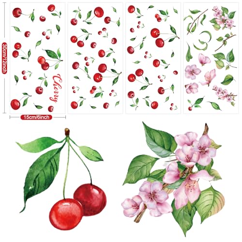 41 Pcs Cherry Fruit Wall Stickers - Peel and Stick Kitchen Decor