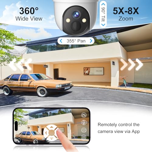 4G LTE Cellular Solar Security Camera Wireless Outdoor, No WiFi Security Camera, 360¡Æ View, 2K Night Vision, PIR Detection, 2 Way Audio, Motion Alerts, Built in SIM Card Support Verizon/AT&T/T-Mobile