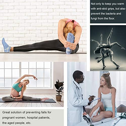 Muezna Pilates Socks Grippy Socks for Women, Non-Slip Yoga Socks 3 Pairs - Mint/Blush/Arctic + Silver Grips