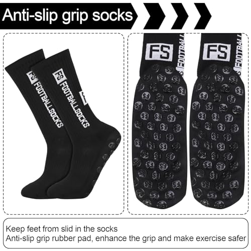 Non-Slip Soccer Socks - One Size - Black - 3 Pairs