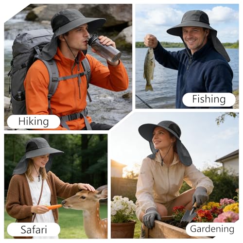 Sun Hat for Men Women with Neck Flap,UPF 50+ UV Protection Fishing