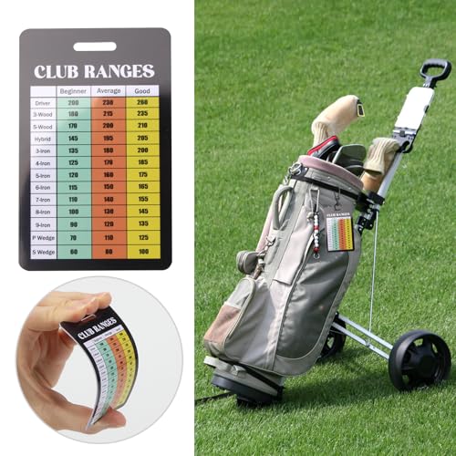 Golf Club Distance Range Chart Card - Durable PVC Yardage Aid - Medium
