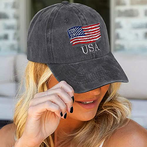 Men's Adjustable Patriotic Baseball Cap - Black American Flag