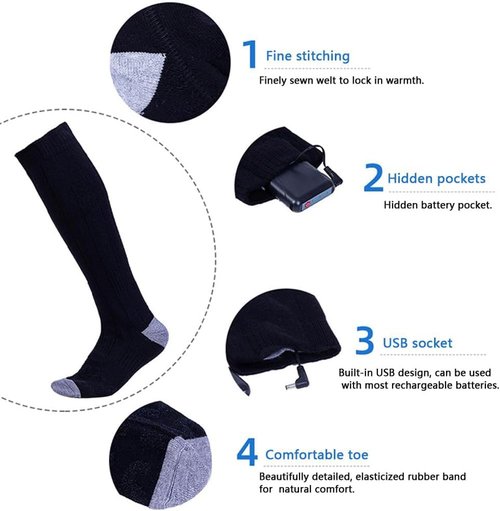 Heated Socks- APP Control Temperature-Long-Lasting Warmth Up to 11 Hours-Men & Women Heated Socks -Ideal for Camping, Fishing, Biking, Skiing, Skating, Hunting & Hiking-Warm Winter Gift (B 8-14)