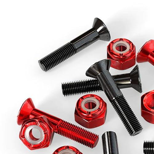 Skateboard Cross Bolts - Phillips Hardware, 7/8" - Black & Red