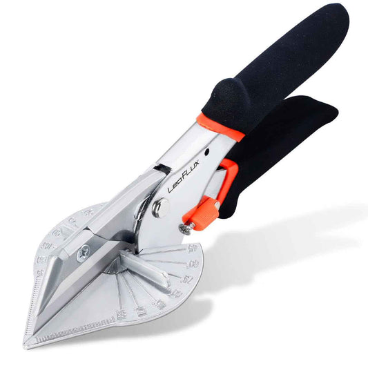 LeafLux Replaceable Blade Miter Shears Handheld, Multifunctional Trunking Shears for Angular Cutting of Moulding, Trim, and Weather Stripping, Adjustable at 45 to 135 Degrees | LFXP3102s