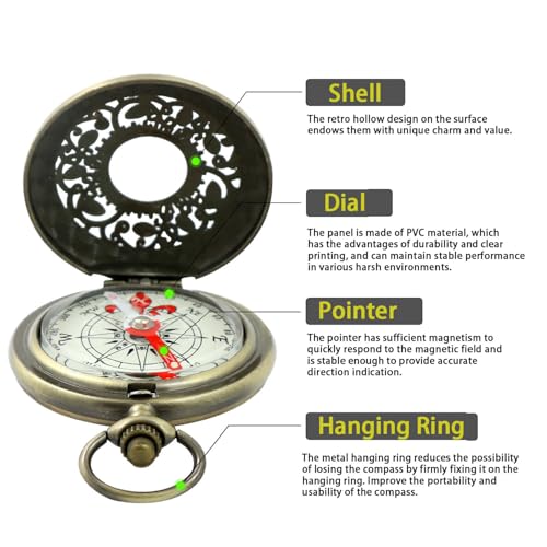 aiGear Retro Copper Alloy Hiking Compass - Portable Outdoor Navigation Tool