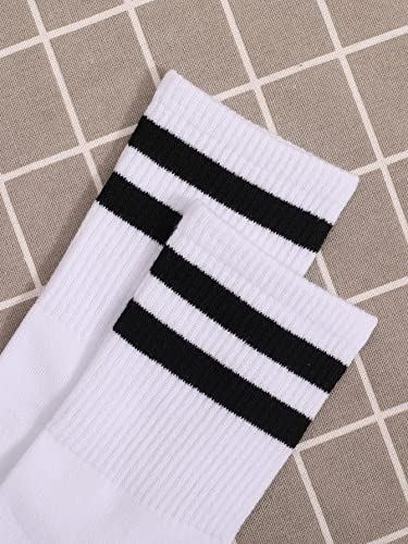 Striped Tube Ankle Crew Socks - Women's Athletic Socks - One Size White
