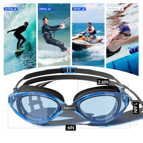 Swim Goggles with Blue Lens & Frame - Anti-Fog UV400 Protection
