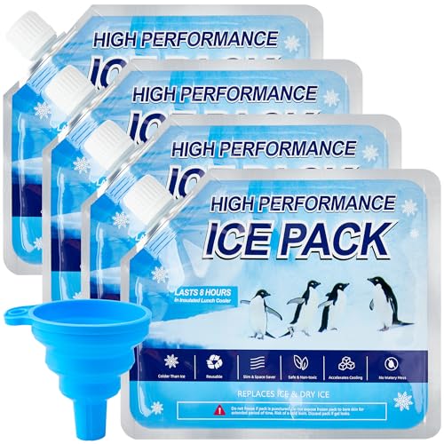 Reusable Ice Packs for Coolers and Lunch Boxes - 4 Pack Medium
