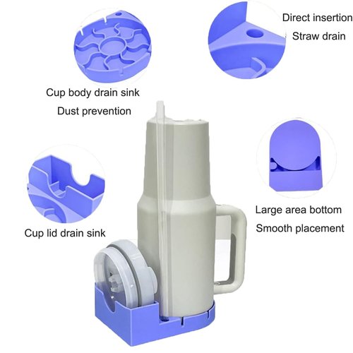 Czrqvyx Silicone Water Bottle Drying Rack - Collapsible Cup Dryer Holder for 20/30/40 oz Tumblers, Baby Bottles, Mugs & Glasses | Non-Slip Base for Kitchen/RV/Travel(Pink, 2 in 1)