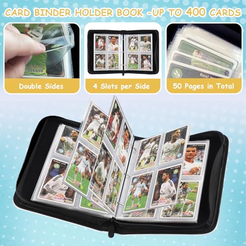 4-Pocket Trading Card Binder - Colored Dinosaur - 400 Cards Capacity
