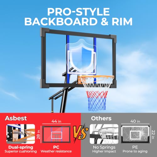 Adjustable Basketball Hoop 10FT with 44 Inch Backboard - Blue