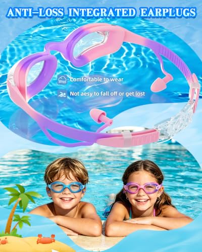 Aegend Kids Swim Goggles 2 Pack, Anti Fog&UV Swimming for Ages 3-15