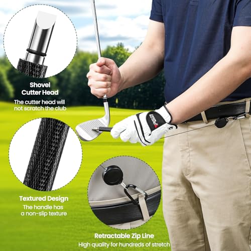 Golf Club Brush Cleaner with Groove Sharpener & 3 Heads