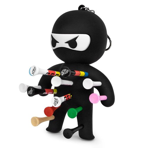 Aliennana Golf Tee Holder, Ninja Portable Funny Golf Tees Holder Keychain Golf Gift Golf Accessories for Men & Women (Black)