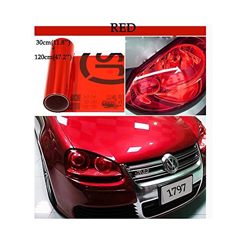 Car Light Tint Film - Red Self-Adhesive Vinyl - 48''x12'' - 1pc
