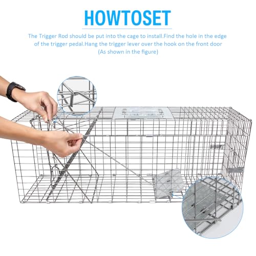 32" Heavy Duty Live Animal Cage Trap - Humane Raccoon & Cat Trap