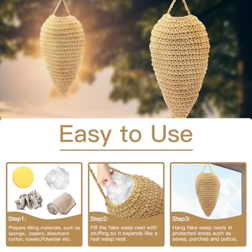 2 Pack Crochet Fake Wasp Nest Decoy - Khaki Yellow