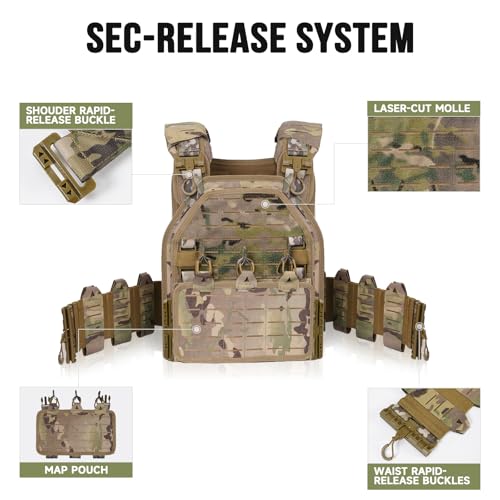 Tactical Molle Vest for Men - Lightweight 1000D Nylon Fabric