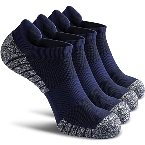 No Show Compression Socks for Men and Women Medium Navy Blue 4 Pairs - Circulation Boost