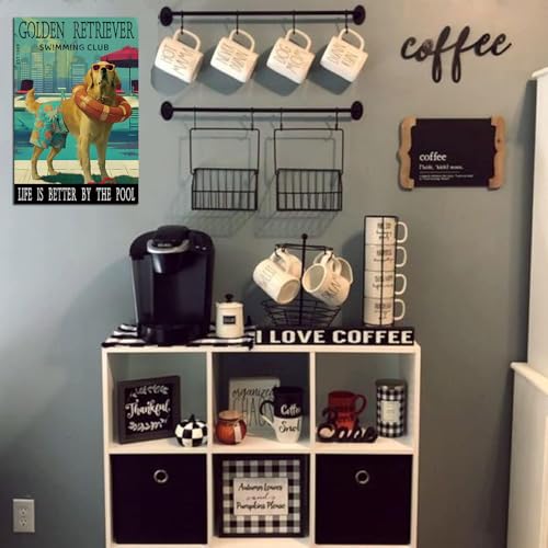 Golden Retriever Swimming Club Life Is Better By The Pool Metal Sign Retro Poster Home Garden Coffee Wall Decor Wine Bar Decor 8x12 Inch