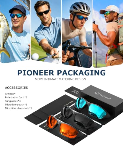 KALIYADI Polarized Sunglasses A02-black+ice Blue+red multicolor UV400 cycling fishing running