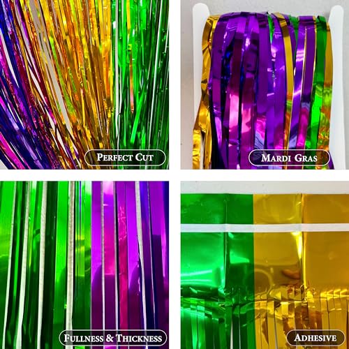 Mardi Gras Metallic Fringe Table Skirts - 2 Pack, 96 Inch