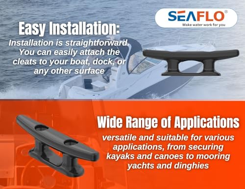 4-Inch Nylon Boat Dock Cleat - Corrosion Resistant Marine Hardware, 2-Pack
