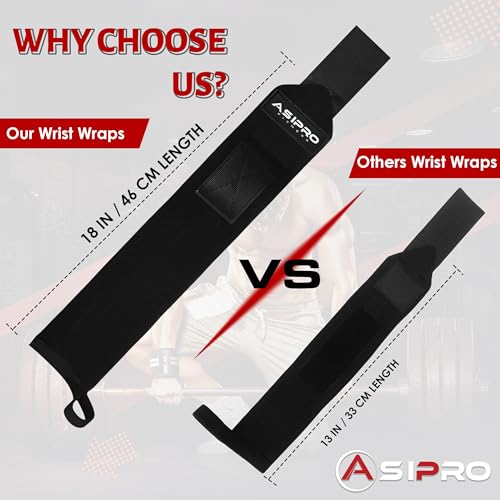 Weightlifting Wrist Wraps - 18" Wrist Support Straps - Black