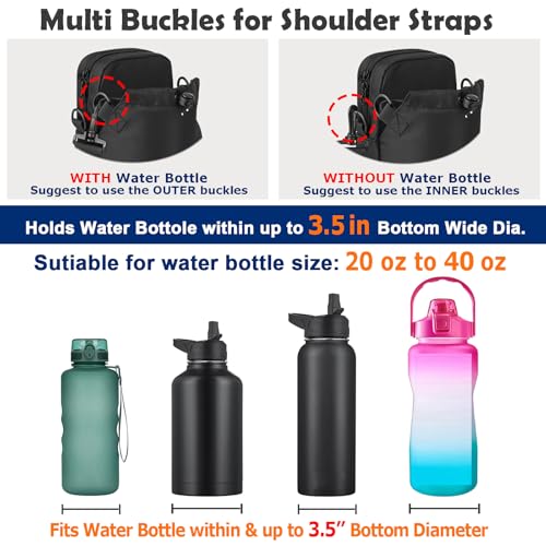 Cosmos Water Bottle Sling Bag with Adjustable Strap & Pockets for Hiking Camping