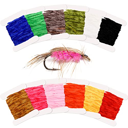 12 Pcs Fly Tying Chenille - 65.64 Yards in 12 Colors