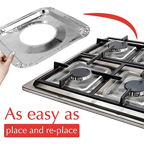 Disposable Gas Burner Liners 50 Pack, Aluminum Foil Square Stove