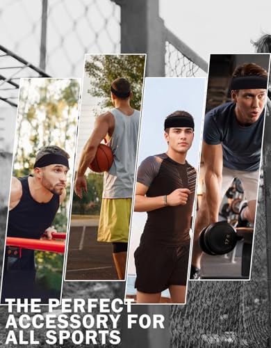 Non-Slip Sweatband for Men and Women - Moisture-Wicking Sports Headband - Black