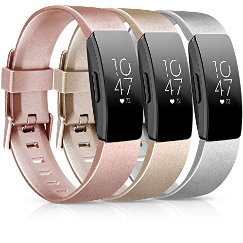 3 Pack Soft TPU Bands for Fitbit Inspire 2/HR/Ace 2 - Rose Gold/Gold/Silver