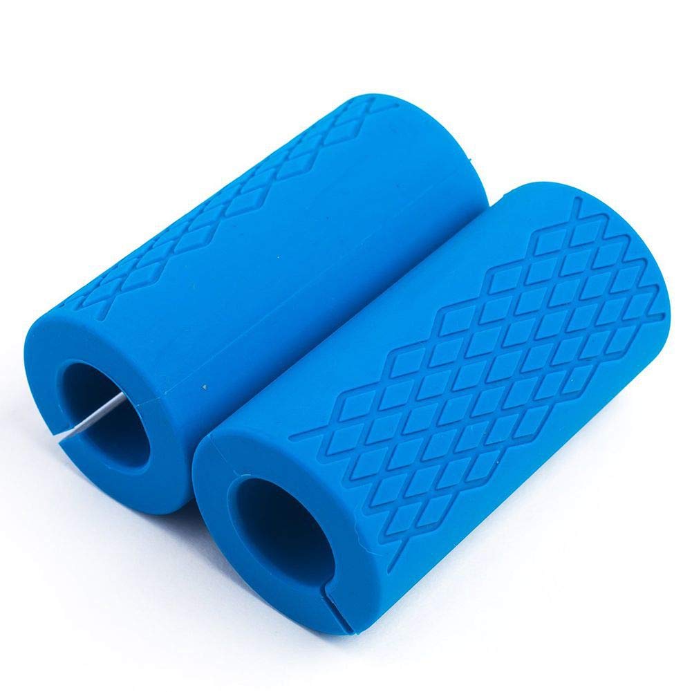 YCYU Dumbbell Grips Anti-slip Rubber Barbell Shoulder Pads Powerlifting Fat Hand Grips, Weightlifting Bodybuilding Home Workout (Blue)