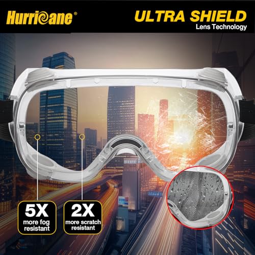 Safety Goggles - 2 Pack with Anti-Fog Function & UV400 Protection - White Air Valve