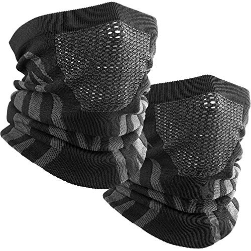 Winter Neck Warmer Face Mask - Windproof & Breathable - Black + Black