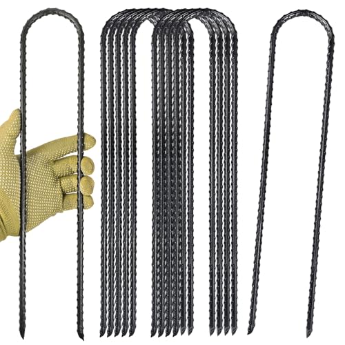 POSEOFFR 10-Pack Heavy Duty 16-Inch Trampoline & Equipment Ground Stakes - U Hook Anchors